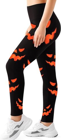 Womens Halloween Leggings Printed Stretchy Yoga Pants Pumpkin Halloween Spooky Pumpkin Leggings for Party Women Gift in Saudi Arabia