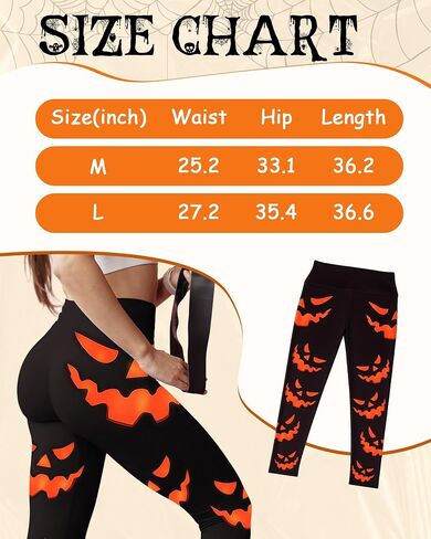 Womens Halloween Leggings Printed Stretchy Yoga Pants Pumpkin Halloween Spooky Pumpkin Leggings for Party Women Gift in Saudi Arabia