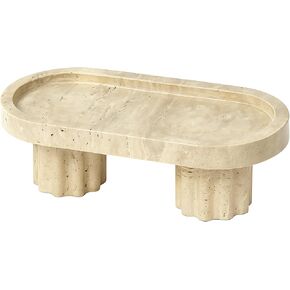 صينية الحجر الطبيعية ، صينية زخرفية الغرور ، شكل بيضاوي ، تصميم مصنوع يدويًا مع دعامات أسطواني ، صينية قوية لعداد المطبخ ، طاولة الطعام ، وديكور المنزل ، 9.6 × 3.7 × 3.1 in Kuwait