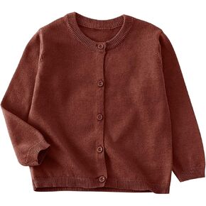 بويز فتيات الطاقم Crewneck سوائم صوفية طويلة الأكمام أطفال الزر زر القطن موحد قمم متماسكة على الملابس الخارجية in Kuwait