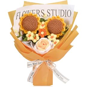 هدايا زهور الكروشيه للنساء، هدايا الزهور للأم والزوجة، 7 قطع باقة زهور كروشيه مكتملة يدويًا للنساء أفضل صديق وصديقة وذكرى التخرج ويوم الزفاف والمنزل in Kuwait