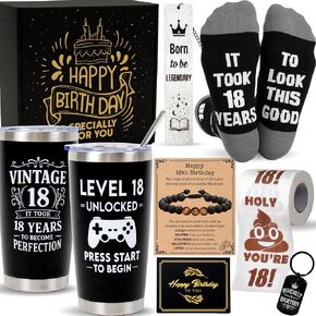 Zaiva 18th Birthday Gifts for Boys, 8 Pcs Gift Set, 18 Year Old Boy Birthday Gifts, Cool Gifts for 18 Year Old Boy, Gift for 18 Yea r Old Bo y, Funny 18th Birthday Gifts, Happy Birthday boy in Saudi Arabia