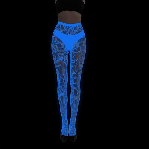 Blue Glowing Pantyhose For Women Halloween Glow Spiderweb Patterned Mesh Tights Stockings Hosiery Luminou in Kuwait
