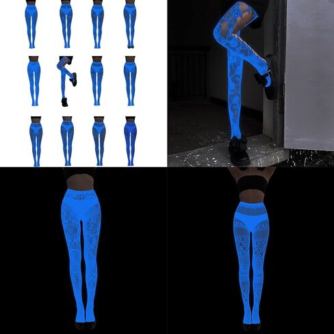 Blue Glowing Pantyhose For Women Halloween Glow Spiderweb Patterned Mesh Tights Stockings Hosiery Luminou in Kuwait