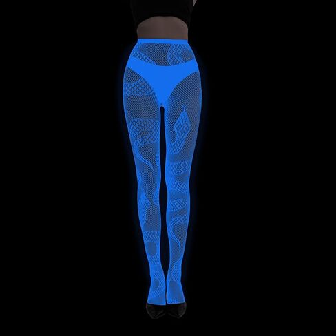Blue Glowing Pantyhose For Women Halloween Glow Spiderweb Patterned Mesh Tights Stockings Hosiery Luminou in Kuwait