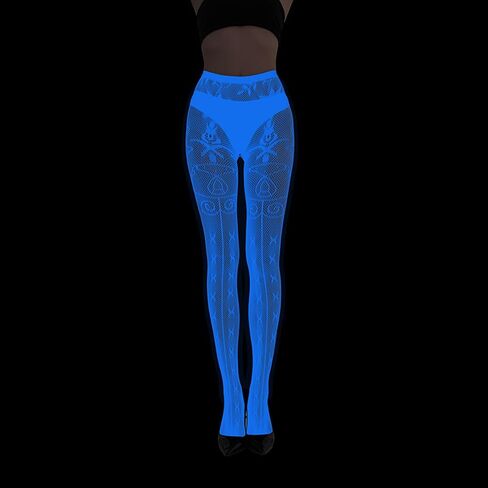 Blue Glowing Pantyhose For Women Halloween Glow Spiderweb Patterned Mesh Tights Stockings Hosiery Luminou in Kuwait