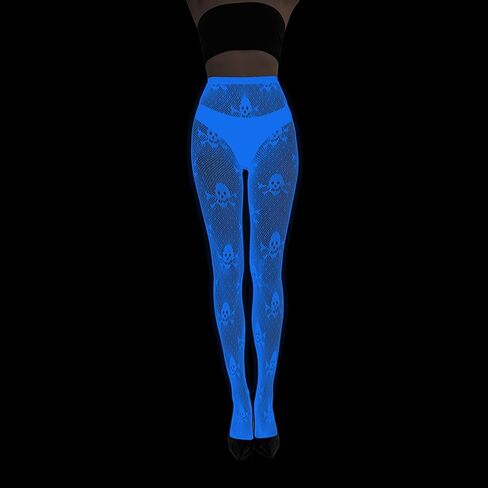 Blue Glowing Pantyhose For Women Halloween Glow Spiderweb Patterned Mesh Tights Stockings Hosiery Luminou in Kuwait