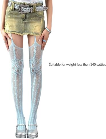Women Hollowed Garter Belt Pantyhose Subcultures Punk Heart Pattern Sheer Thigh High Stockings Suspender Tights Night in Kuwait
