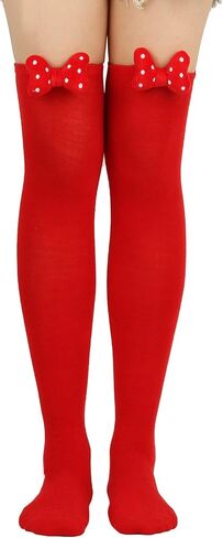 Womens Novelties Adult Christmas Tights with Bows Cute Xmas Full Length Stockings Solid Color Holiday Pantyhose in Saudi Arabia