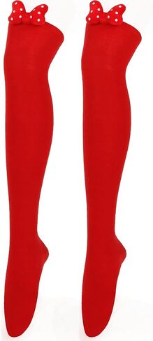 Womens Novelties Adult Christmas Tights with Bows Cute Xmas Full Length Stockings Solid Color Holiday Pantyhose in Saudi Arabia