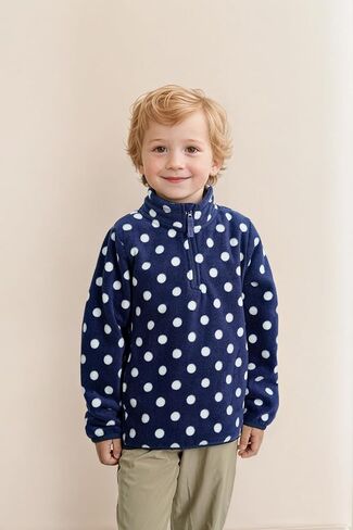 EIGIOO Toddler Boys Girls Fleece Quarter Zip Pullover Jacket Kids Lightweight Long Sleeve Outerwear 2-12 Years in Kuwait