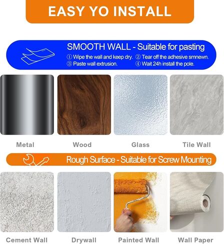4pcs حامل قضيب الستارة اللاصقة Nougte ، حاملي قضبان الستار اللاصقة ، حاملي قضيب الستار العالمي ، للحمام ، غرفة نوم ، غرفة معيشة ، مطبخ in Saudi Arabia