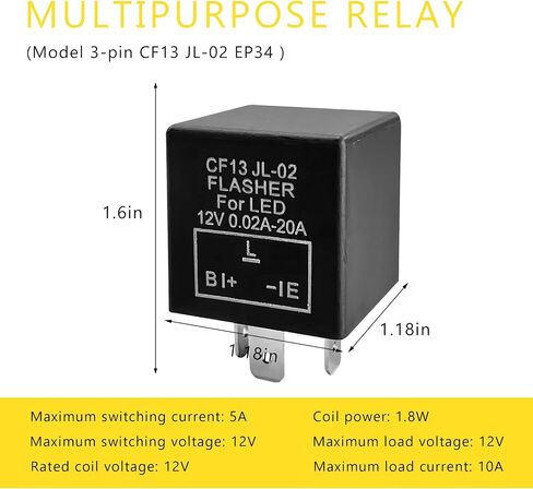 CF13 LED Flasher Relay ، 3-Pin CF13 JL-02 EP34 Electronic Flasher Blinker Relay ، 12V المرحلات الإلكترونية إصلاحات الدراجة النارية للدراجة النارية لمبة فلاش Hyper ، ملحقات السيارة in Saudi Arabia