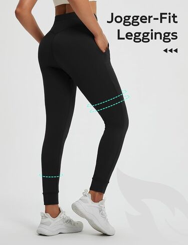 baleaf Women's Fleece Lined Jogger-Fit Leggings Warm Yoga Pants with Pockets Thermal Sweatpants Winter Lounge Casual Running in Saudi Arabia