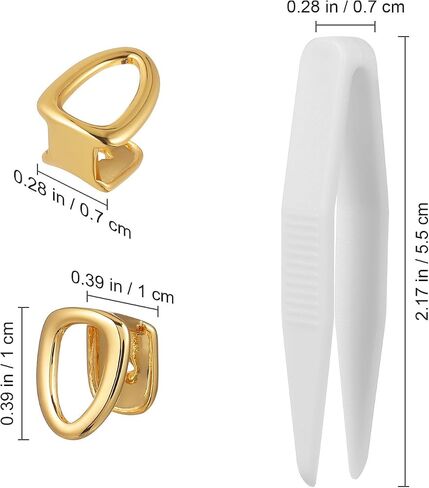 Garneck 2pcs شوايات ذهبية للأسنان المعدنية النحاسية أغطية أسنان واحدة من المجوهرات الزخرفية تقشير الأسنان المجوهرات مستلزمات الهيب هوب in Kuwait