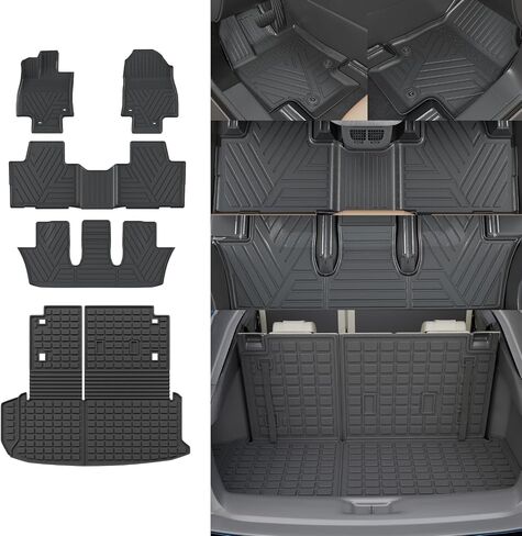 حصيرة شحن Rongtaod متوافقة مع 2024 2025 Toyota Grand Highlander Cargo Liner Trunk Tpe All Weather Back Cover Cover Protector Grand Highlander (Trunk with Backrest حصيرة) in Kuwait