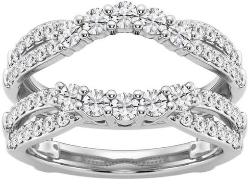 Customize Jewel 1 1/2 Ct.tw Round Cut Moissanite Crossover Ring Enhancer In Silver Sterling 925 14k Gold Plating,DEF-VVS/VS in Saudi Arabia
