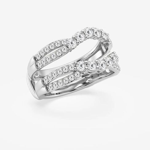 Customize Jewel 1 1/2 Ct.tw Round Cut Moissanite Crossover Ring Enhancer In Silver Sterling 925 14k Gold Plating,DEF-VVS/VS in Saudi Arabia