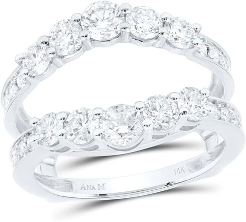 المجوهرات بواسطة Lux 14kt الذهب الأبيض 2 CT. Diamond ana M مشاركة الزفاف في الذكرى السنوية خاتم المحسن ، الحجم: 5-9 in Saudi Arabia