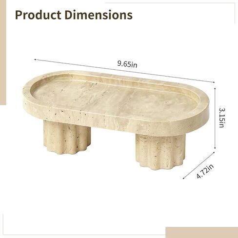 صينية الحجر الطبيعية ، صينية زخرفية الغرور ، شكل بيضاوي ، تصميم مصنوع يدويًا مع دعامات أسطواني ، صينية قوية لعداد المطبخ ، طاولة الطعام ، وديكور المنزل ، 9.6 × 3.7 × 3.1 in Kuwait