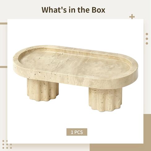 صينية الحجر الطبيعية ، صينية زخرفية الغرور ، شكل بيضاوي ، تصميم مصنوع يدويًا مع دعامات أسطواني ، صينية قوية لعداد المطبخ ، طاولة الطعام ، وديكور المنزل ، 9.6 × 3.7 × 3.1 in Kuwait