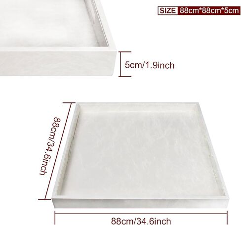 35 * 35 inches Leather Rectangle Serving Tray with Hole Handles,High-End Light Large Service Tray for Ottoman Tray, Tea, Food, Butler - Countertop, Kitchen,Family Dinner, Picnic(White) in Saudi Arabia