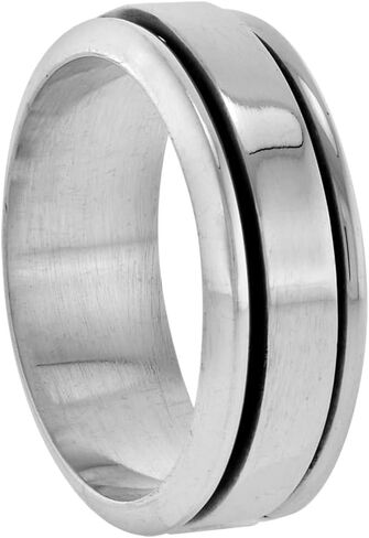 5 and 8mm Sterling Silver Womens & Mens Spinner Ring Polished Flat Band Polished Handmade in Saudi Arabia