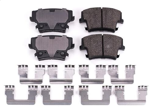 طقم الفرامل الأمامي لوقت Power for Chrysler 300 2005-23 | Dodge Challenger 2009-23 | Charger 2006-23 | Magnum 2005-08-منصات الفرامل الخزفية مع أجهزة التثبيت ، 17-1057 in Saudi Arabia