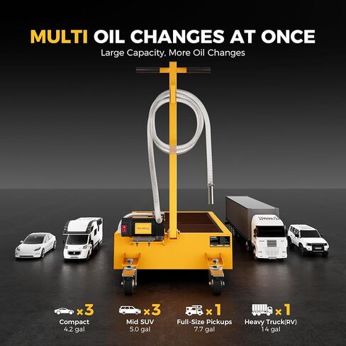 15 جالالًا مقلاة تصريف الزيت الكهربائي ، مضخة عالية التدفق 110 فولت ، 9.8 قدم خرطوم ، 200 واط محرك ، 2 عجلات دوارة قفل وعجلات اتجاهية مستقرة ، مقبض قابلة للطي ، الخدمة الثقيلة للشاحنات ، RVs ، سيارات الدفع الرباعي ، سوداء in Kuwait