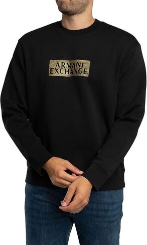 Armani Exchange Men's Bonded Stretch Gold Logo Center Chest Crewneck Sweatshirt in Saudi Arabia