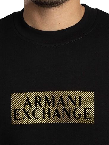 Armani Exchange Men's Bonded Stretch Gold Logo Center Chest Crewneck Sweatshirt in Saudi Arabia