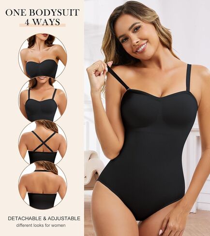 Strapless Shapewear Bodysuit for Women With Built In Bra Seamless Tummy Control Tube Top Body Suit Body Shaper in Kuwait