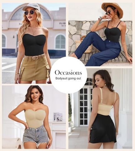 Strapless Shapewear Bodysuit for Women With Built In Bra Seamless Tummy Control Tube Top Body Suit Body Shaper in Kuwait