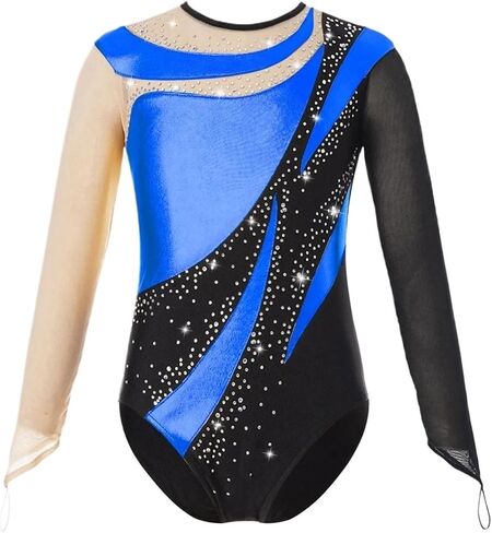 Gymnastics Leotards for Girls Girls Artistic Skating Costume Dance Leotards Long Sleeve(Purple,8) in Saudi Arabia