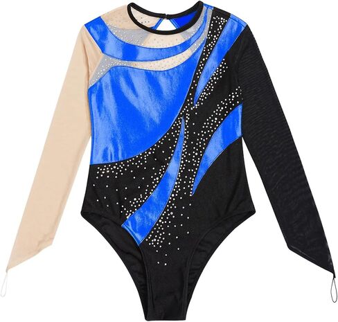 Gymnastics Leotards for Girls Girls Artistic Skating Costume Dance Leotards Long Sleeve(Purple,8) in Saudi Arabia