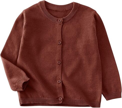 Boys Girls Crewneck Cardigan Sweaters Long Sleeve Kids Button Cotton School Uniform Knit Tops Outwear in Saudi Arabia