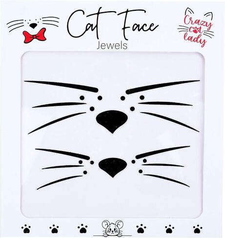 Cat Face Whiskers Stickers, Animal Face Jewels, Costume Accessories Face Gems Jewels,One Sheet Two Sets, Easy to Apply and Remove (Black) in Saudi Arabia