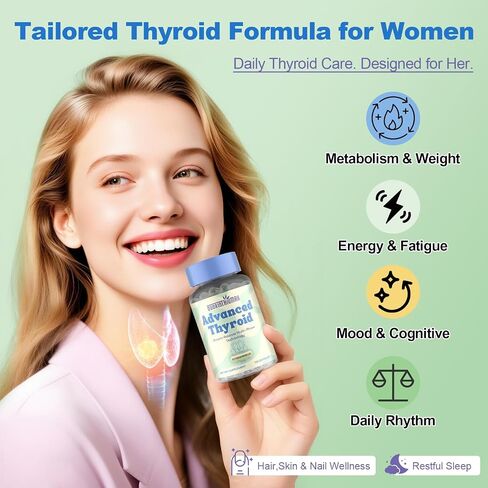 ملحق دعم الغدة الدرقية لـ Women 120 Capsules - Beads Smart -Release Micro Beads مع Thyrosynth ™ & Gutthyro ™ - مجمع الغدة الدرقية المتقدم ، Ashwagandha ، الكولاجين البحري و 20 ب CFU probiotics - 1 زجاجة in Kuwait