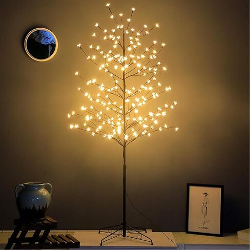 Sakura Cherry Blossom Tree Lights 6.5FT Lighted Bonsai Tree, Plug Powered, 208 LED Artificial Tree Decorations for Bedroom Home Decor Room Office Party Wedding Christmas Xmas Decorations in Saudi Arabia