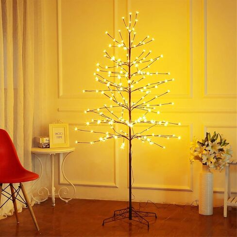 Sakura Cherry Blossom Tree Lights 6.5FT Lighted Bonsai Tree, Plug Powered, 208 LED Artificial Tree Decorations for Bedroom Home Decor Room Office Party Wedding Christmas Xmas Decorations in Saudi Arabia