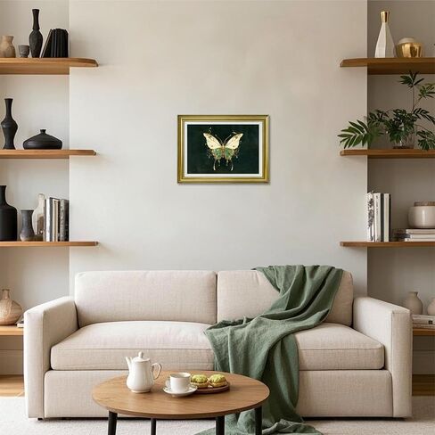 VILABBEY WALL ART CANVAS Framed Framed ، Butterfly Prints Emerald Green Decor Vintage Fantasy Paintasy لغرفة نوم حمام غرفة المعيشة ، 12x16in in Kuwait