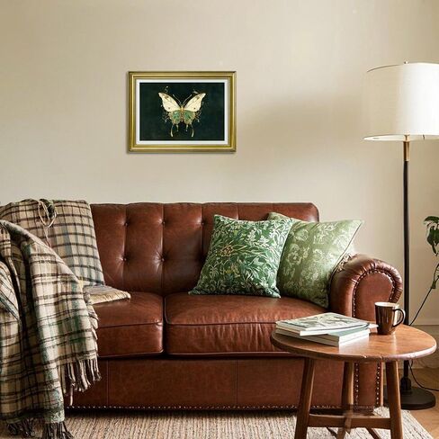 VILABBEY WALL ART CANVAS Framed Framed ، Butterfly Prints Emerald Green Decor Vintage Fantasy Paintasy لغرفة نوم حمام غرفة المعيشة ، 12x16in in Kuwait