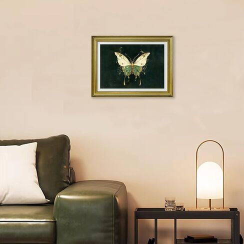 VILABBEY WALL ART CANVAS Framed Framed ، Butterfly Prints Emerald Green Decor Vintage Fantasy Paintasy لغرفة نوم حمام غرفة المعيشة ، 12x16in in Kuwait