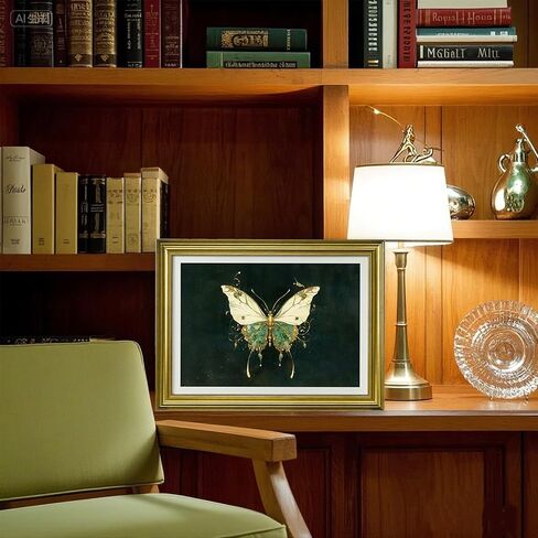 VILABBEY WALL ART CANVAS Framed Framed ، Butterfly Prints Emerald Green Decor Vintage Fantasy Paintasy لغرفة نوم حمام غرفة المعيشة ، 12x16in in Kuwait