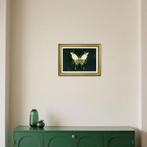 VILABBEY WALL ART CANVAS Framed Framed ، Butterfly Prints Emerald Green Decor Vintage Fantasy Paintasy لغرفة نوم حمام غرفة المعيشة ، 12x16in in Kuwait