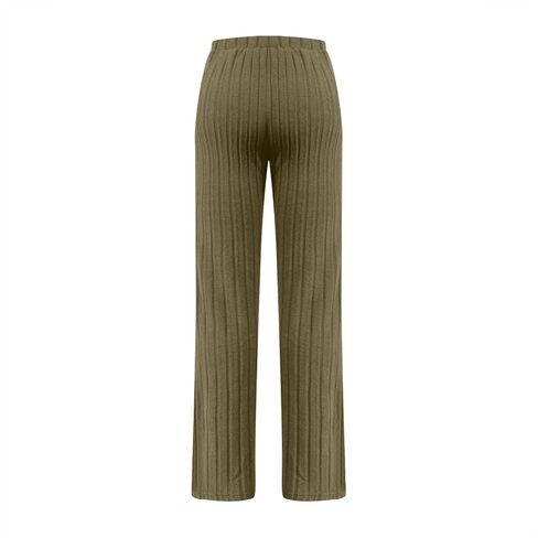 Women Flare Leggings Ribbed Pants High Elastic Waisted Casual Yoga Comfy Pant Bootcut Solid Tummy Control Trousers in Saudi Arabia