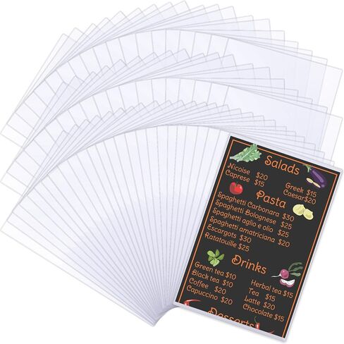 Henoyso 8.5" x 14" Menu Cover Rigid Print Protectors Clear Heavy Duty Menu Holder Poster Protector Sleeve Hard Plastic Paper Sleeves for Page Sheet Photographs Document Birth Certificate (25 Pcs) in Saudi Arabia
