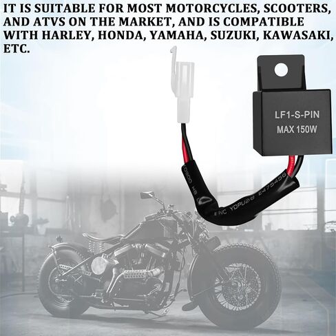 LED Flasher Relay, 12V 2Pin Motorcycle Electronic Flasher Relay for LED Turn Signal, Blinker Relays for Fixing Hyper Flashing Compatible with Honda Scooter Moped ATV Dirt Bike in Saudi Arabia