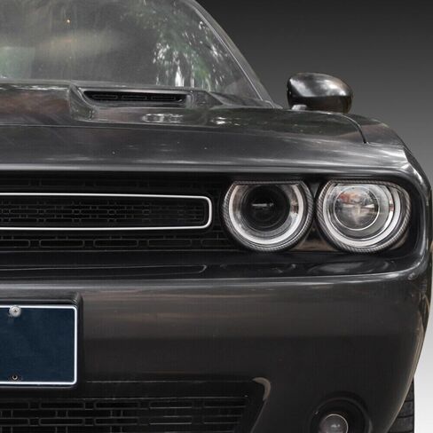 Carbon Fiber Headlight Bezel Trim Front Lamp Cover Automotive Grade ABS RT-TCZ21191318 Compatible with Dodge Challenger 3.6L 2018-2019 & 5.7L/6.2L/6.4L 2015-2019 in Saudi Arabia