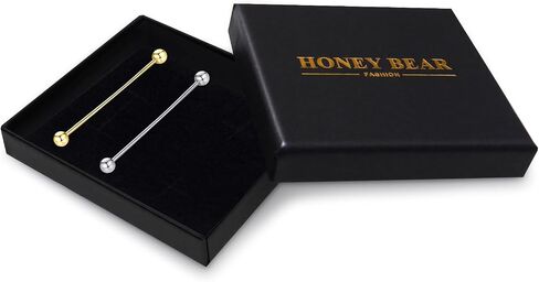 Honey Bear 2PCS Mens Term Twlar Bars Clasps Clasps Clasps for Business Wedding Gift with Box 6.4cm in Kuwait